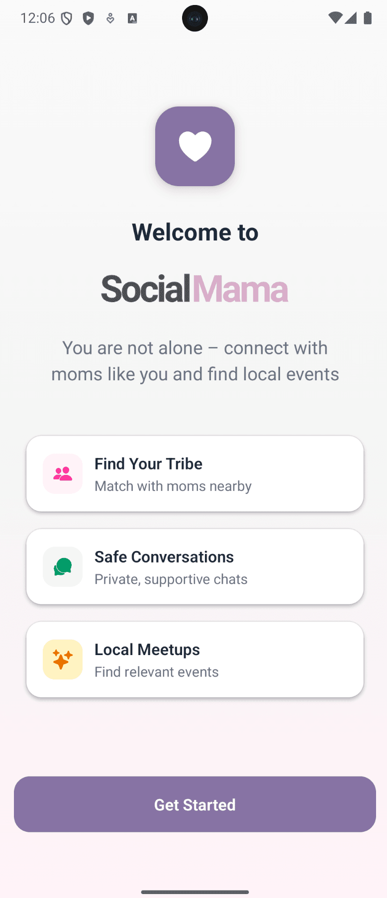 SocialMama Welcome Screen